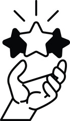 hand holding three stars