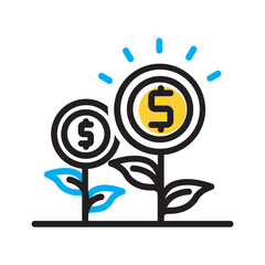 Vector multi color icon for Growth equity