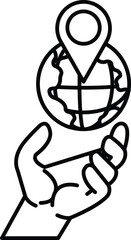 hand holding a globe with a pin on it