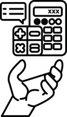 hand holding a calculator with the numbers XXX on it