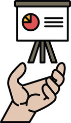 A hand holding a projector and a tripod
