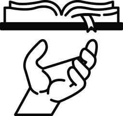 hand holding a book with a bookmark