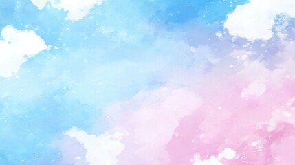 delicate watercolor blend of pastel blues and pinks creating a soft and dreamy gradient with cloud-like textures and subtle white speckles adding a touch of ethereal charm