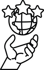 hand holding a globe with three stars on it