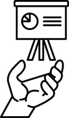 hand holding a projector and a tripod
