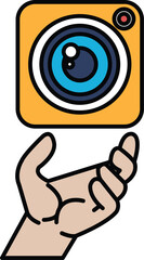 Obraz premium A hand holding a camera lens