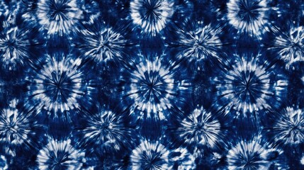 Indigo Tie Dye Seamless Pattern. Abstract Batik Motifs In Blue And White For Trendy Textile Designs.