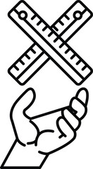 hand holding a ruler and an X
