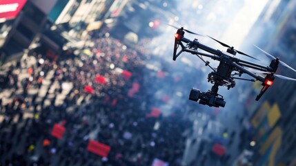 Drone Aerial Shot: A City Protest Captured in Dramatic Detail