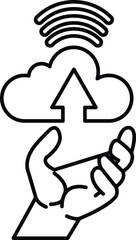 hand is holding a cloud with a line pointing upwards