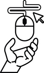hand holding a mouse with a arrow pointing to it
