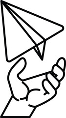 hand holding a paper airplane