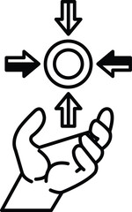 the hand is reaching out to hold the circle