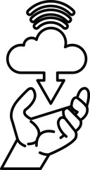 hand is holding a cloud with a downward arrow pointing to it
