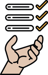 hand holding a check mark with a thumbs up