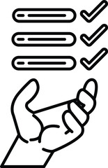 hand holding a check mark with a thumbs up