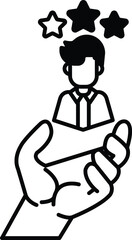 hand is holding a man in a shirt and tie