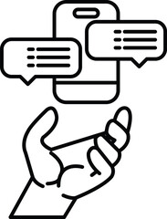 hand holding a cell phone with a chat bubble on it