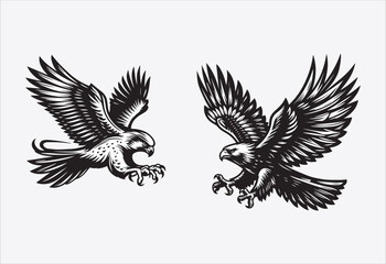 eagle tattoo design on white background, vector illustration