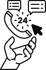 hand holding a phone with a dial and a arrow pointing to the right