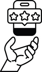 hand holding a phone with three stars on it