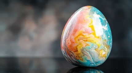 Abstract Painted Easter Egg: Vibrant Swirls of Color