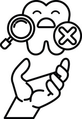 cartoon of a toothbrush with a magnifying glass over it