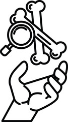 hand holding a magnifying glass over a skeleton