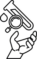 hand holding a magnifying glass over a blood sample