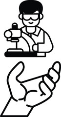 cartoon of a man in a lab coat holding a microscope