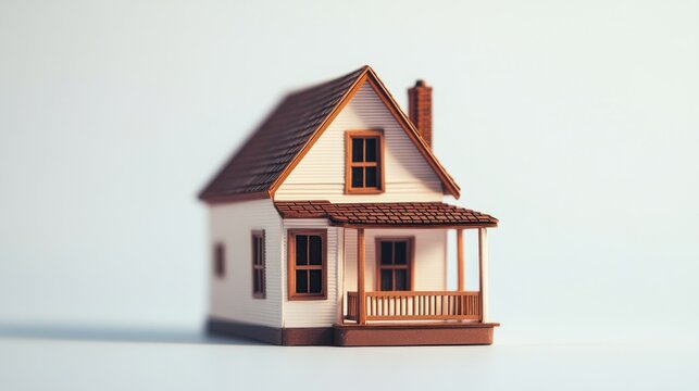 Miniature house model on a light background