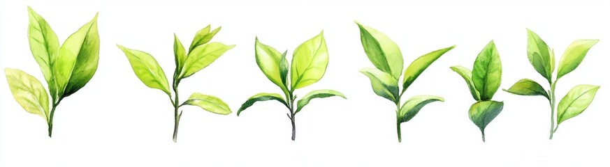 Obraz premium Fresh Tea Leaves Illustration