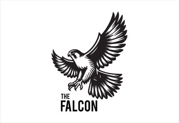 Falcon logo. Vector illustration of a falcon with wings spread.