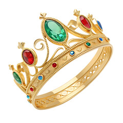 Obraz premium Gold Royal Crown with Colorful Gemstones on White Background