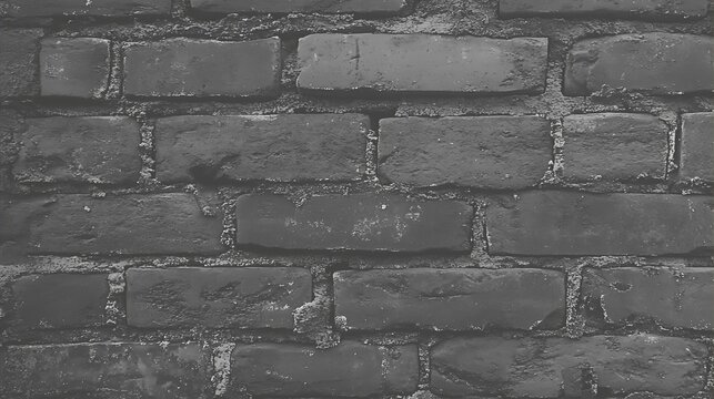 A grayscale image of a brick wall with visible mortar lines