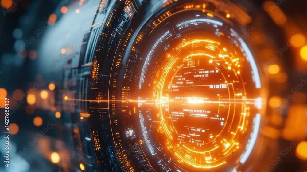 Aufkleber Technological Revelation: Intricate network of circuits glow with vibrant energy, a close-up glimpse of futuristic design, symbolizing innovation and complex processing.