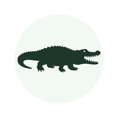 Alligator silhouette icon vector template.