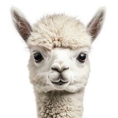 Obraz premium Cute and fluffy alpaca portrait with expressive eyes and soft fur