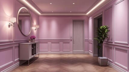 Modern classic apartment hallway. Stylish apartment. Cozy hallway interior. Apartment