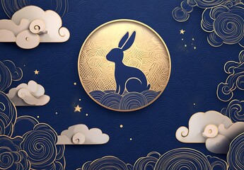 Mid autumn festival, Moon cake for Mid Autumn festival, Moon festival banner, full moon, cute jumping bunnies, lantern,.Happy Mid Autumn Festival, Fifteen&nbsp;of&nbsp;August