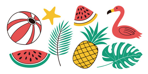 Summer Beach Vacation Tropical Elements Illustration