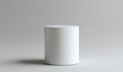 Empty white cylinder podium on plain background