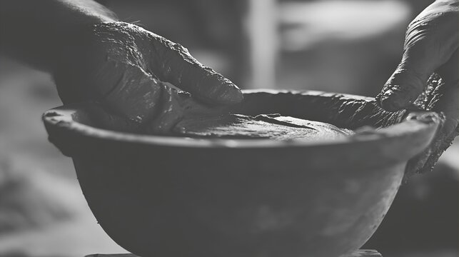 Hands Shaping a Clay Bowl
