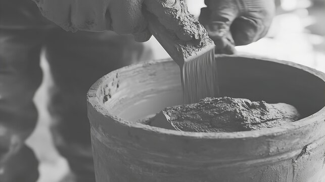 Potter's Hands Shaping Clay on a Pottery Wheel