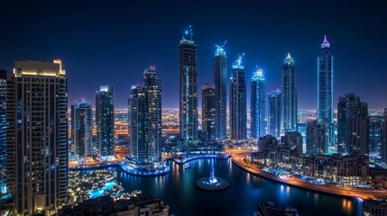 Fototapeta premium Dubai, UEA-May 06 2016. Dubai Mariana at the night.