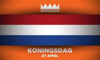 Koningsdag greeting card with flag of the Netherland.