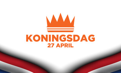 Koningsdag greeting card with flag of the Netherland.