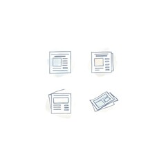 Set of Newspaper Icon Media Press News Publication Daily Event Information Article Editorial Announcement Line Art Vector Illustration
