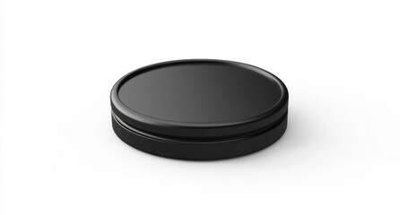 Black round lidded container mockup on white background