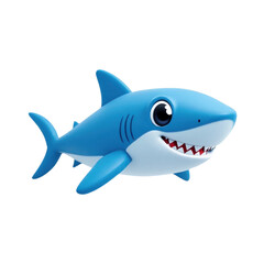 Cheerful Cartoon Shark Character, isolated on transparent background.